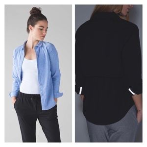 TWO Lululemon Getaway shirts - harbor blue & black